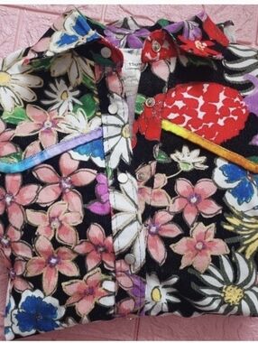 Tsumori Chisato Floral Patchwork Jacket in Black, Pink, Red, Blue, Purple, Green